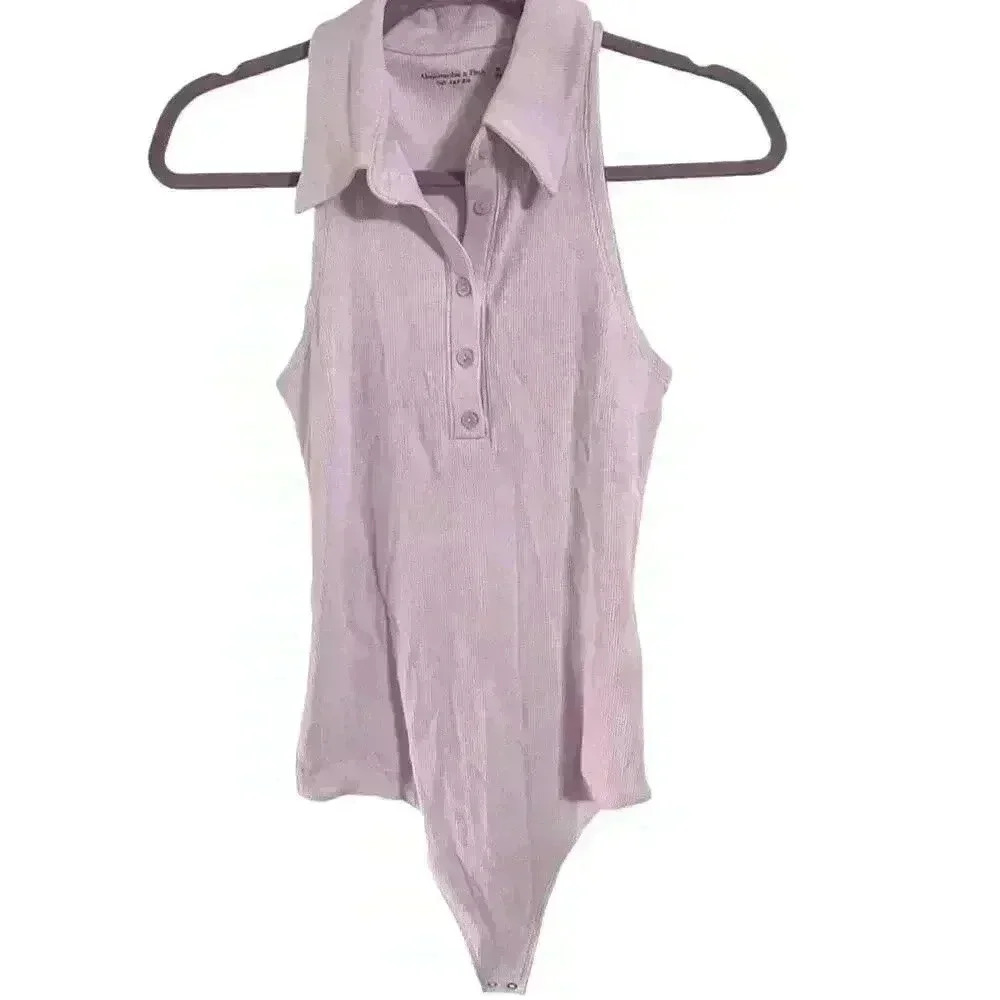 Abercrombie & Fitch Ribbed Polo Bodysuit Size: Medium